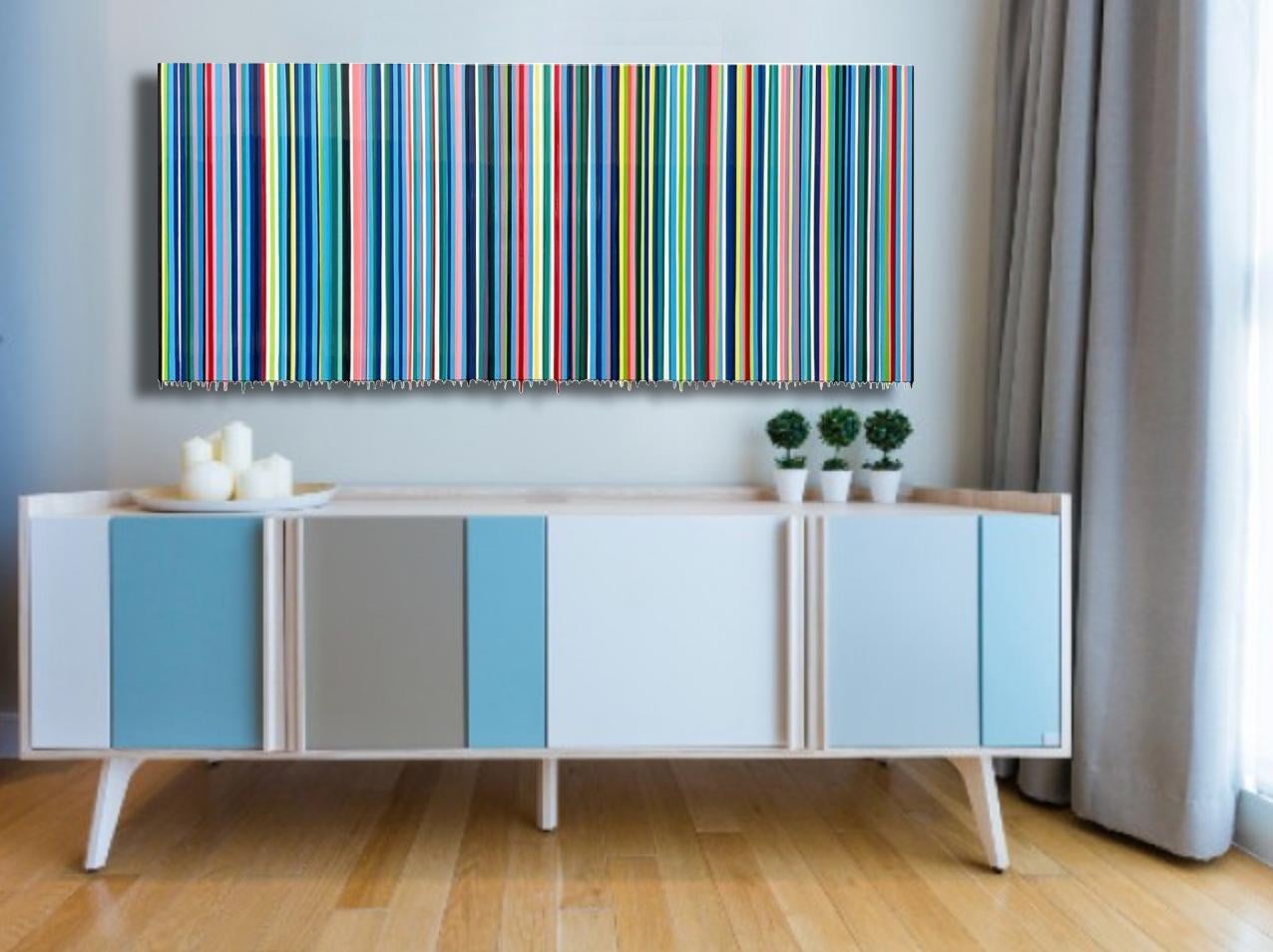 Horizontal Blue Stripe Painting Accent Colors - Gian Garofalo For the Long Haul 1