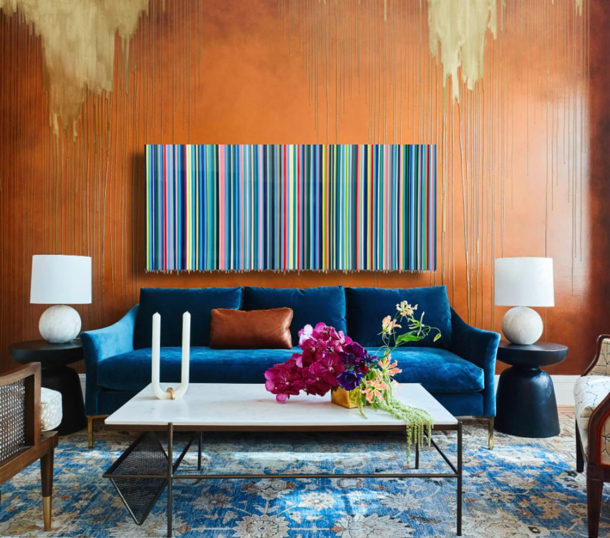 Horizontal Blue Stripe Painting Accent Colors - Gian Garofalo For the Long Haul 2