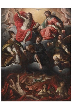 XVIIe siècle Par Gian Giacomo Barbelli Paradis et Purgatoire Huile sur toile