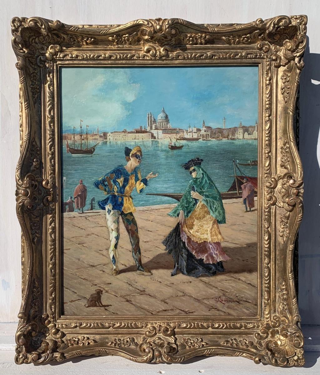 Gian Luciano Sormani (Legnago 1867 - Verona 1938) - Venice, Carnival scene on the banks.

50 x 40 cm without frame, 65 x 55 cm with frame.

Oil on panel, in carved and gilded wooden frame.

- Work signed on the lower right: “G.L.