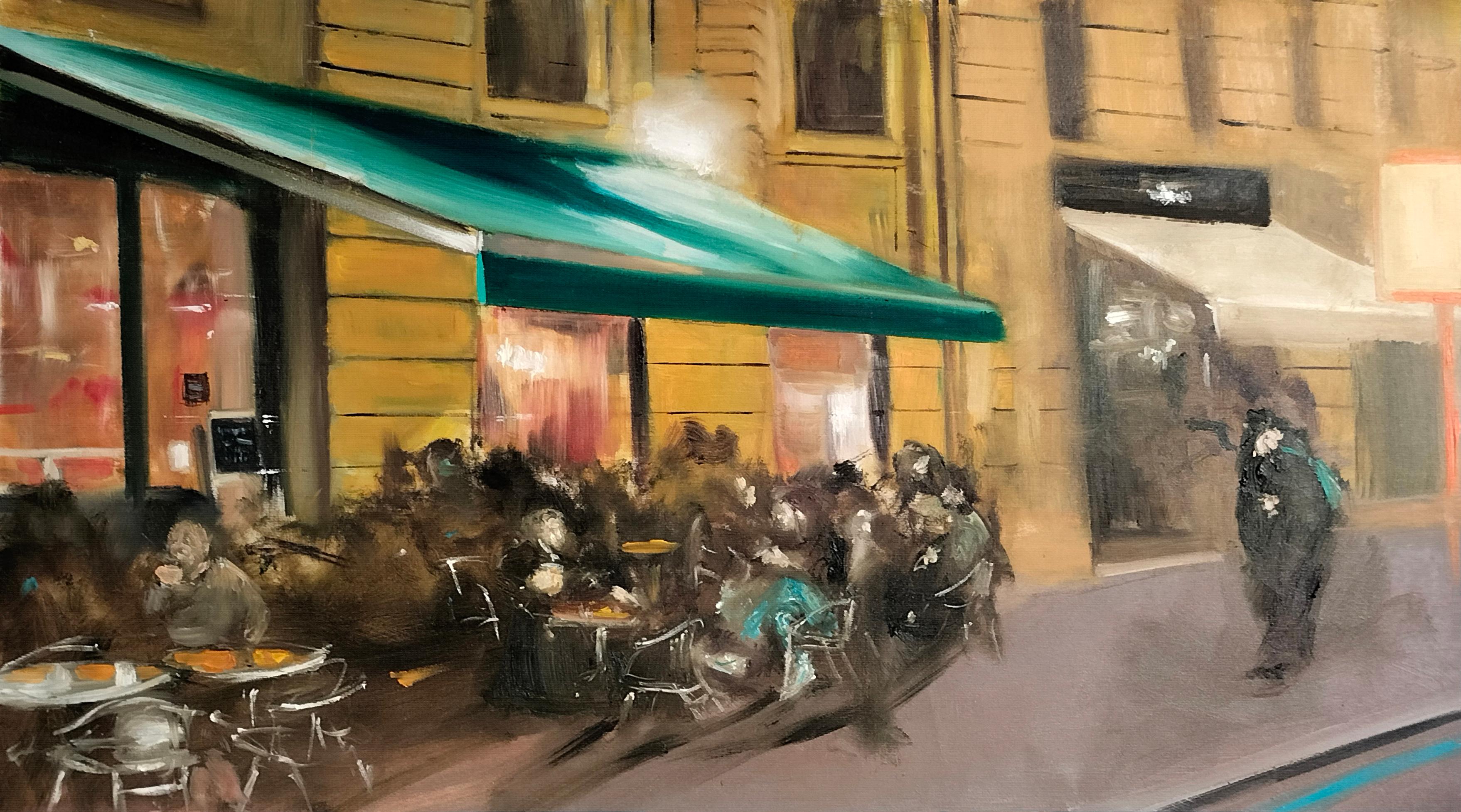 Cape Town Cafe - Contemporary and mystic city scene, Oil on canvas