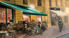 Cape Town Cafe - Contemporary and mystic city scene, Oil on canvas