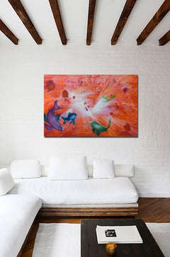 Univers Leibniz 15U - Scène sous-marine contemporaine et colorée, Huile sur toile