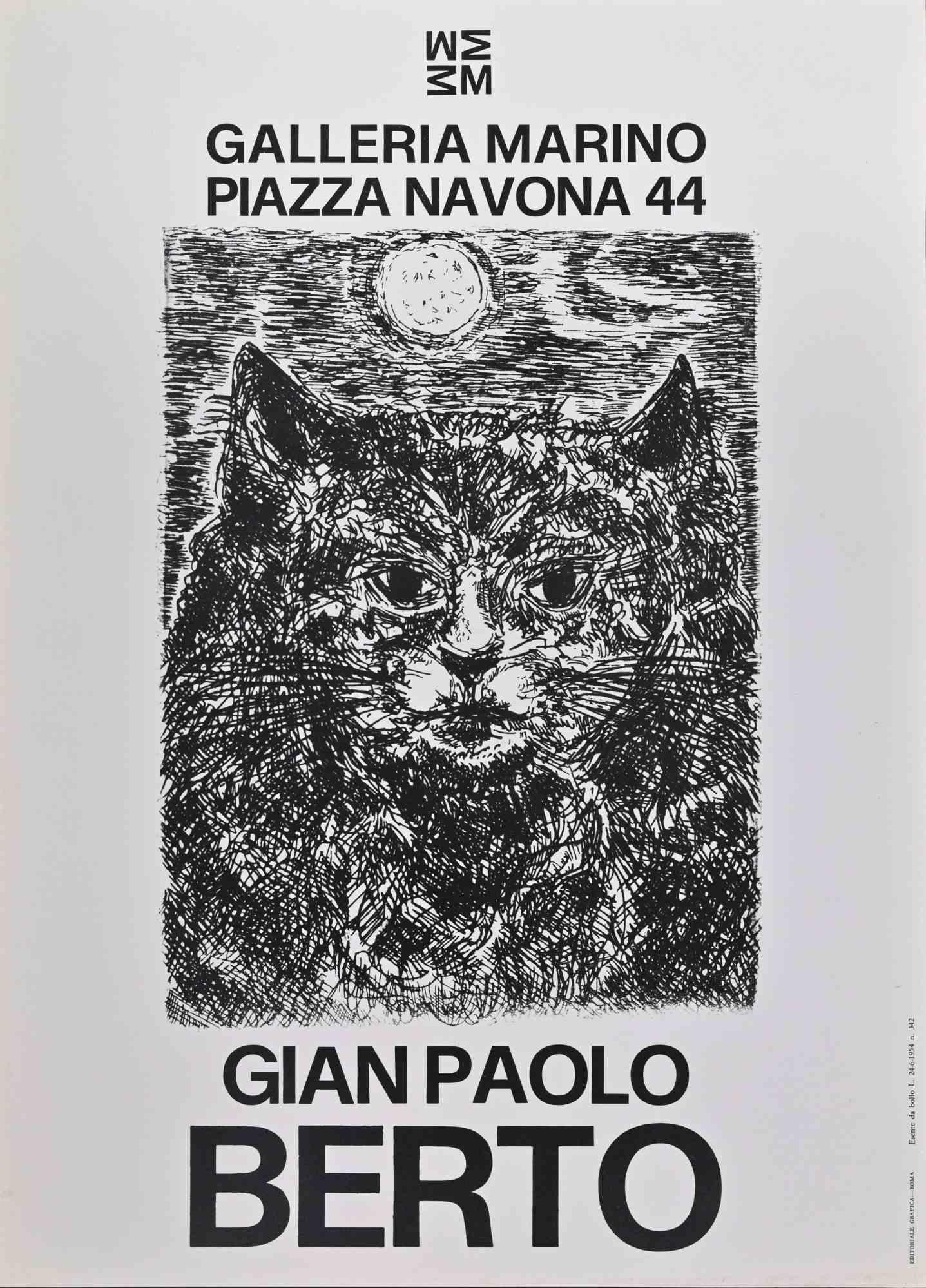 Vintage poster realized in occasion of Gian Paolo Berto's Exhibition at Galleria Marino, Rome, in 1980s.

Offset print.

Limited edition of 1000.

Very good condition.