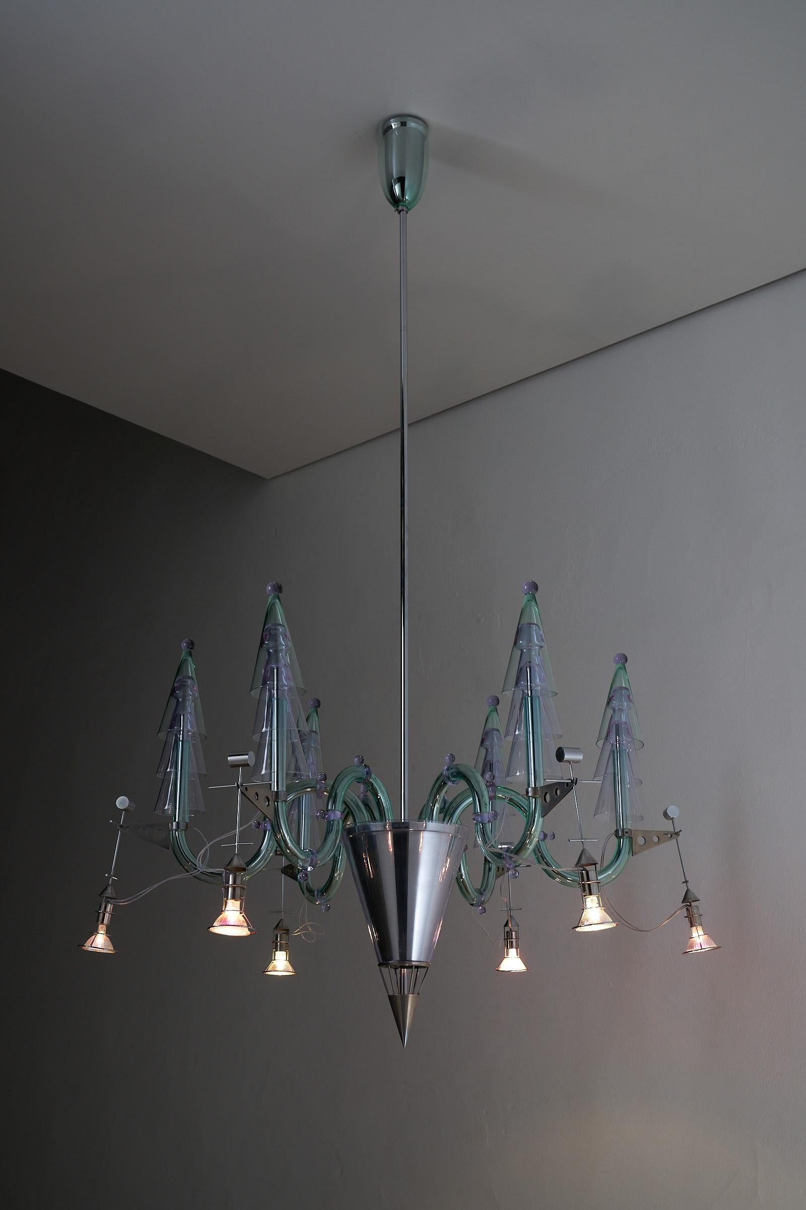 Italiano Gian Paolo Canova, Carlo Moretti Lampadario in vetro di Murano in vendita