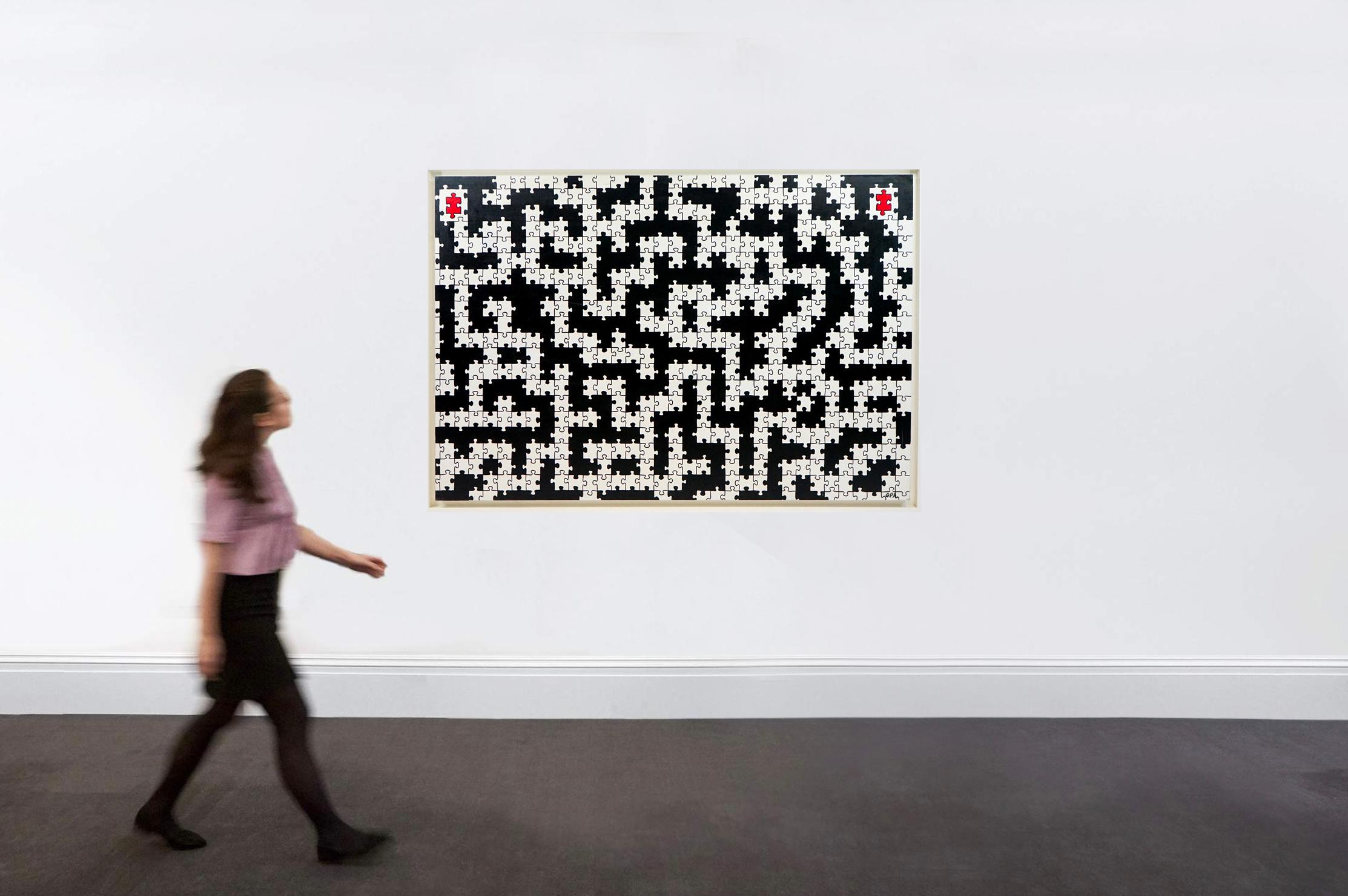 Contemporary Large  Pittura astratta concettuale Black White  Firmato Italia 21 - Painting di Gian Pietro Arzuffi