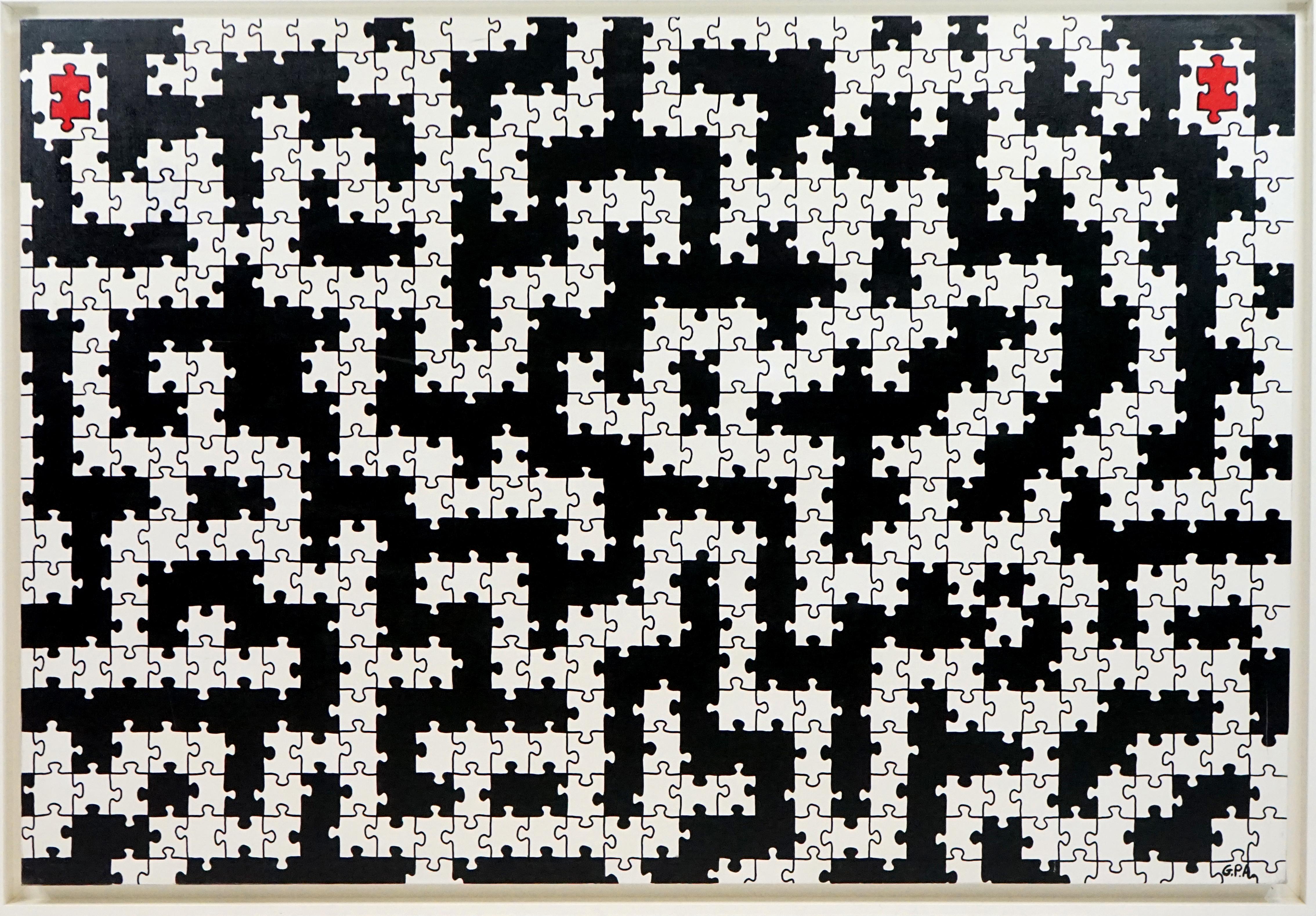 Abstract Painting di Gian Pietro Arzuffi - Contemporary Large  Pittura astratta concettuale Black White  Firmato Italia 21