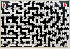 Contemporary Large  Pittura astratta concettuale Black White  Firmato Italia 21