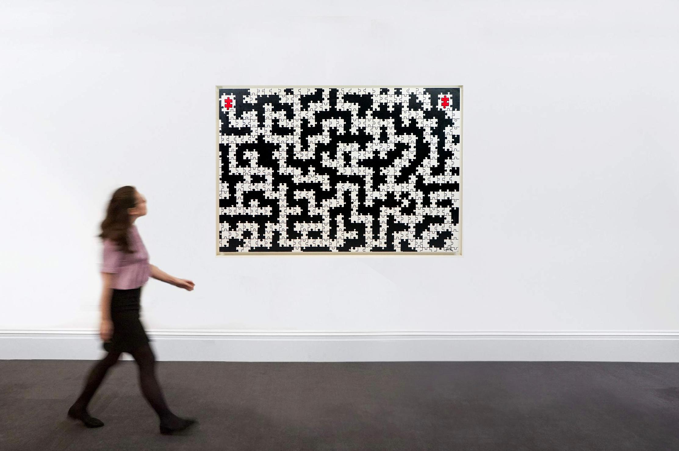 Labirinti del Cuore Labyrinthe des Herzens Zeitgenössisches Ölgemälde Signiert Italien (Geometrische Abstraktion), Painting, von Gian Pietro Arzuffi