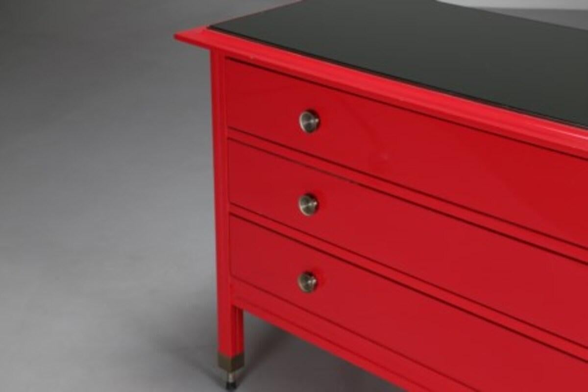 Mid-Century Modern Giancarlo De Carli Wooden Red Chest of Drawers D154 for Sormani, 1963