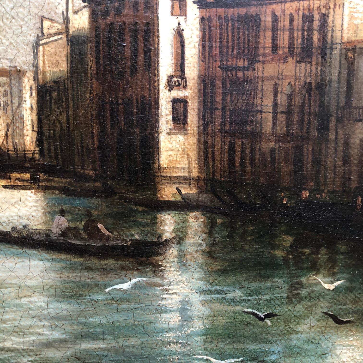 VENICE - Giancarlo Gorini -  Italian school - Oil on Canvas Landscape  For Sale 9