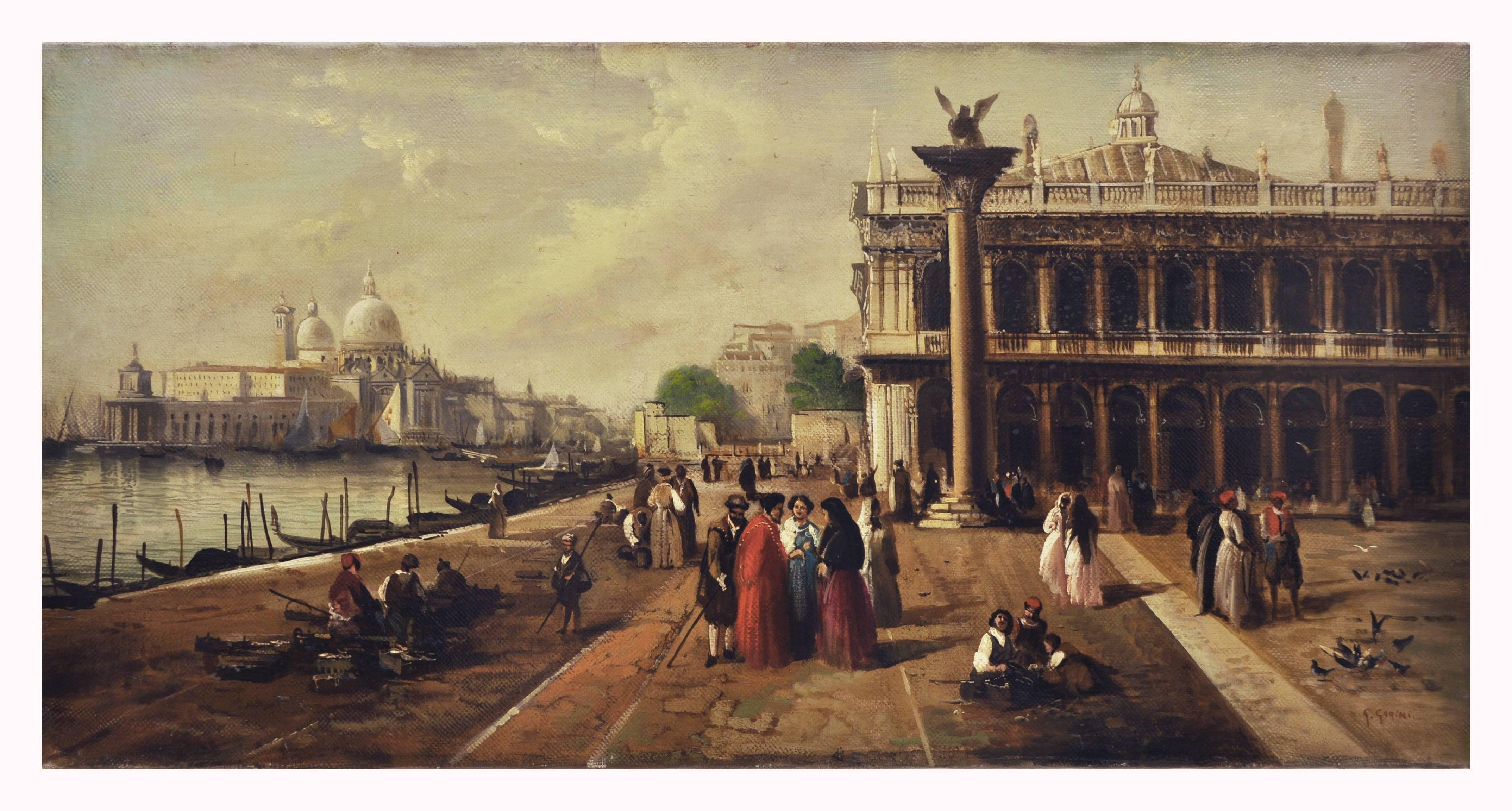 VENICE -In the Manner of Canaletto- Oil On Canvas Italian Landscape Painting For Sale 1