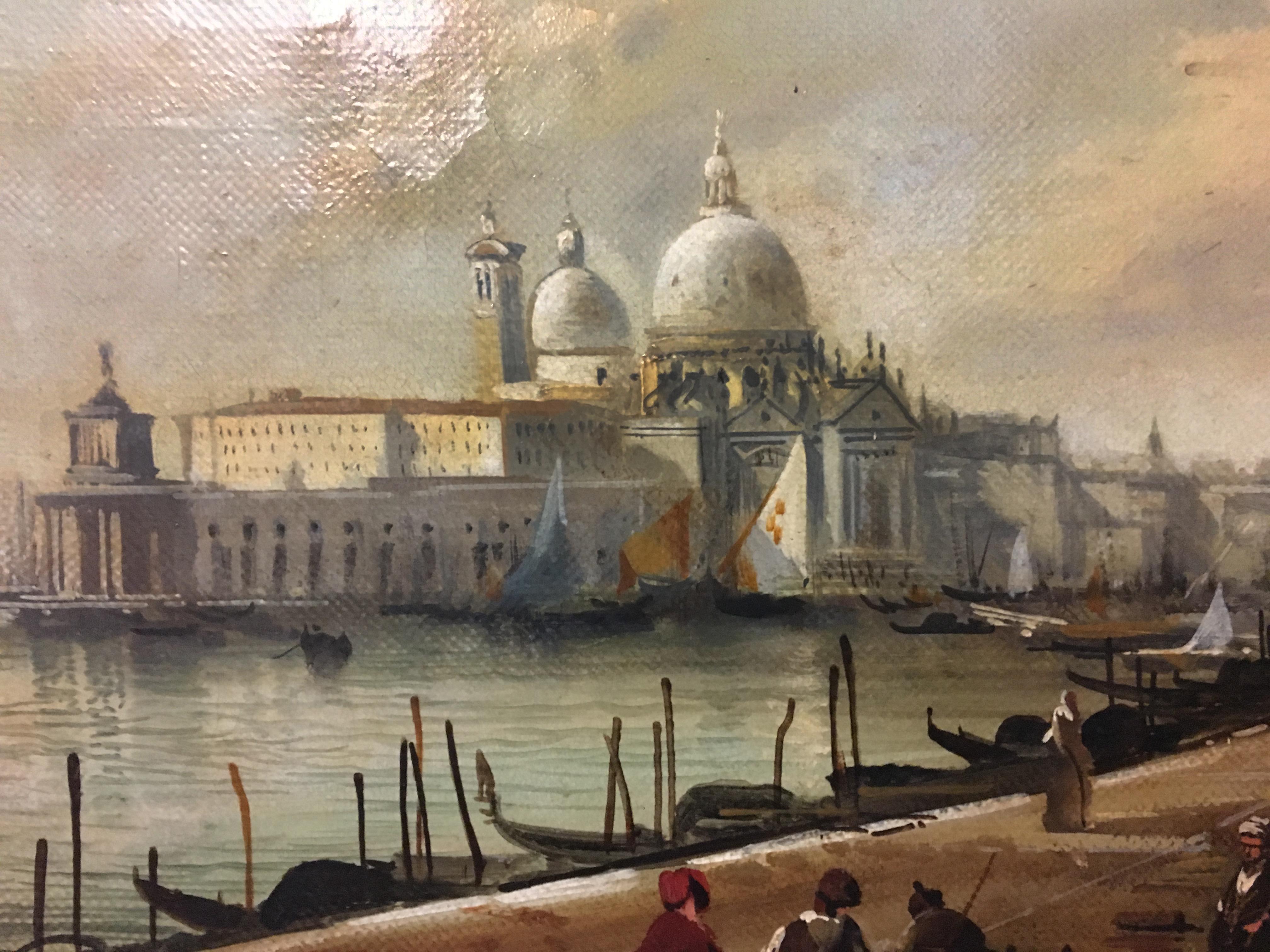 VENICE -In the Manner of Canaletto- Oil On Canvas Italian Landscape Painting For Sale 4