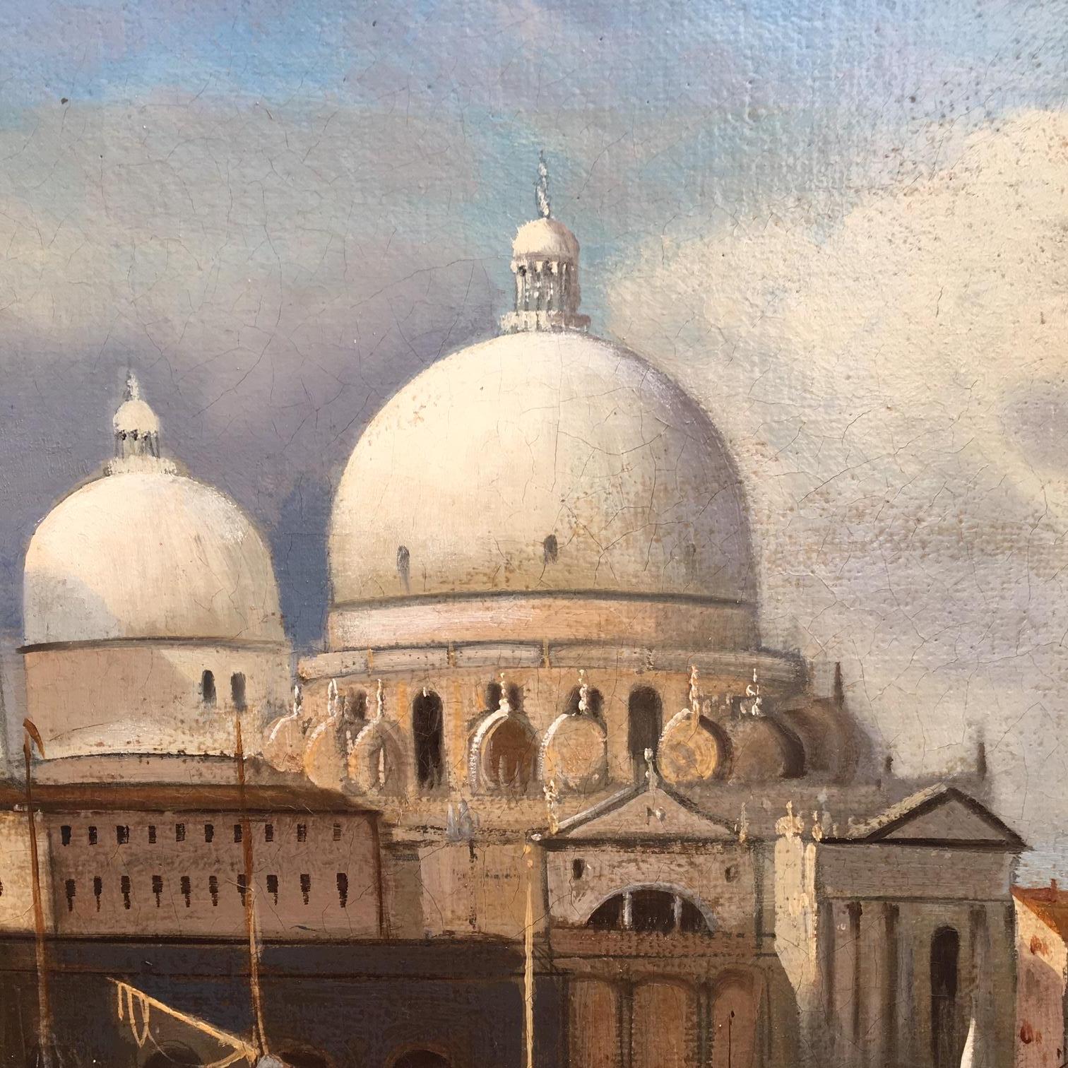 VENICE SAN GIORGIO ISLAND- In the Manner of Canaletto - Oil on Canvas Painting For Sale 1