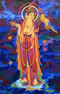 Buddhist inspired, neoclassical, figurative painting, A Meditation on War