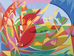 Beautiful acrylic on canvas "Fragments of a Landscape" Italian, Italy