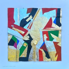 Abstrait, contemporain, œuvre abstraite "Domus Aurea" or, argent, huile  