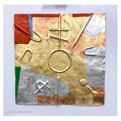 Abstract, arte povera, expressionist work "Labarum" symbols