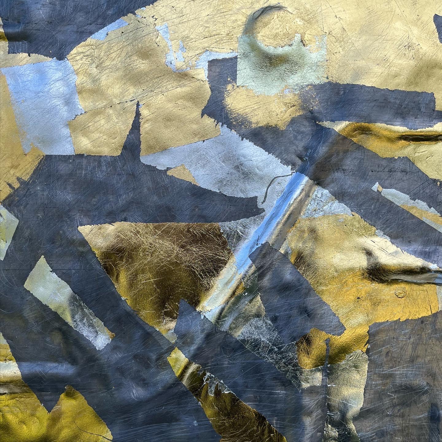 Abstract, contemporary, gold leaf, silver work 