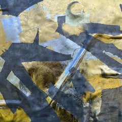 Astratto, contemporaneo, foglia d'oro, opera in argento "Metalli preziosi II" arte povera