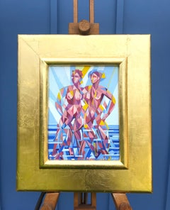 Cubist, figurative, contemporary oil painting Bathers