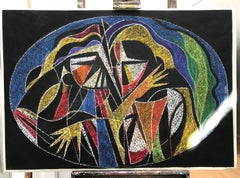 Beautiful cubist style pastel on tar "Bewitched" by famous Impiglia