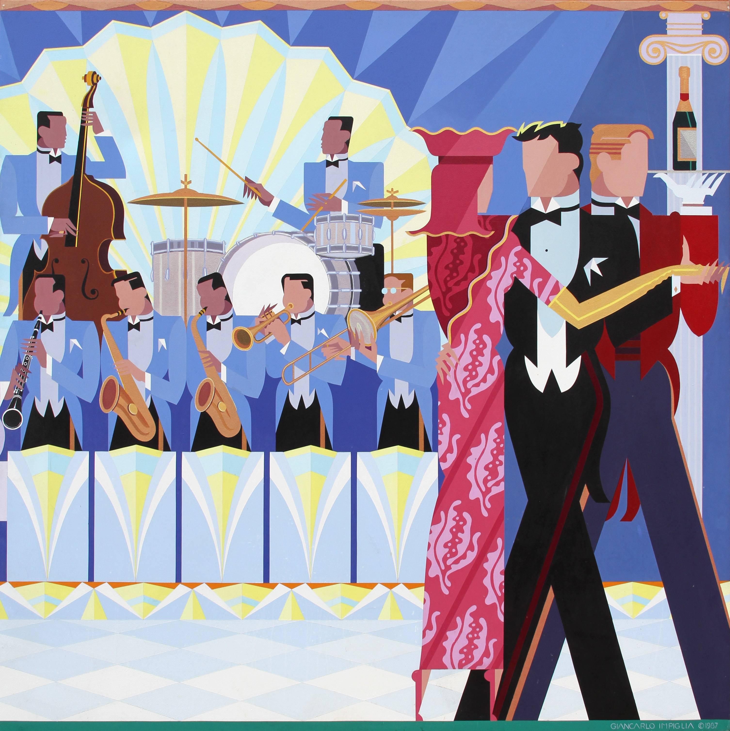 Big Band, gran cuadro art déco de Giancarlo Impiglia