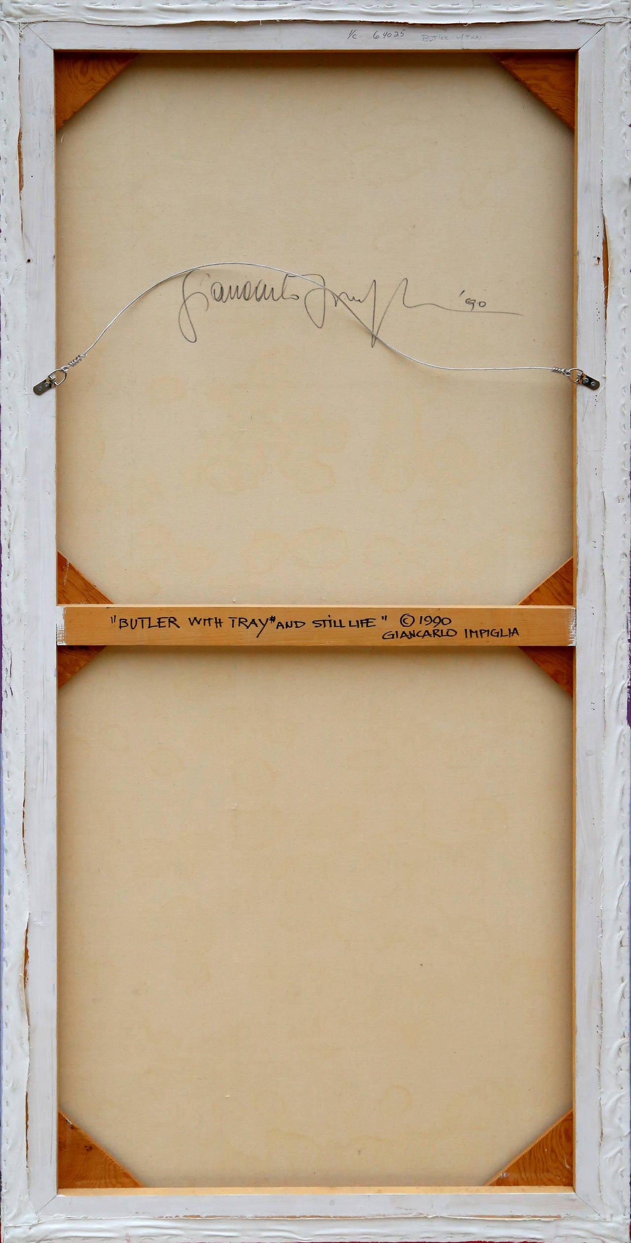 Butler mit Tablett mit Stillleben, großes Art-Déco-Gemälde von Giancarlo Impiglia im Angebot 2
