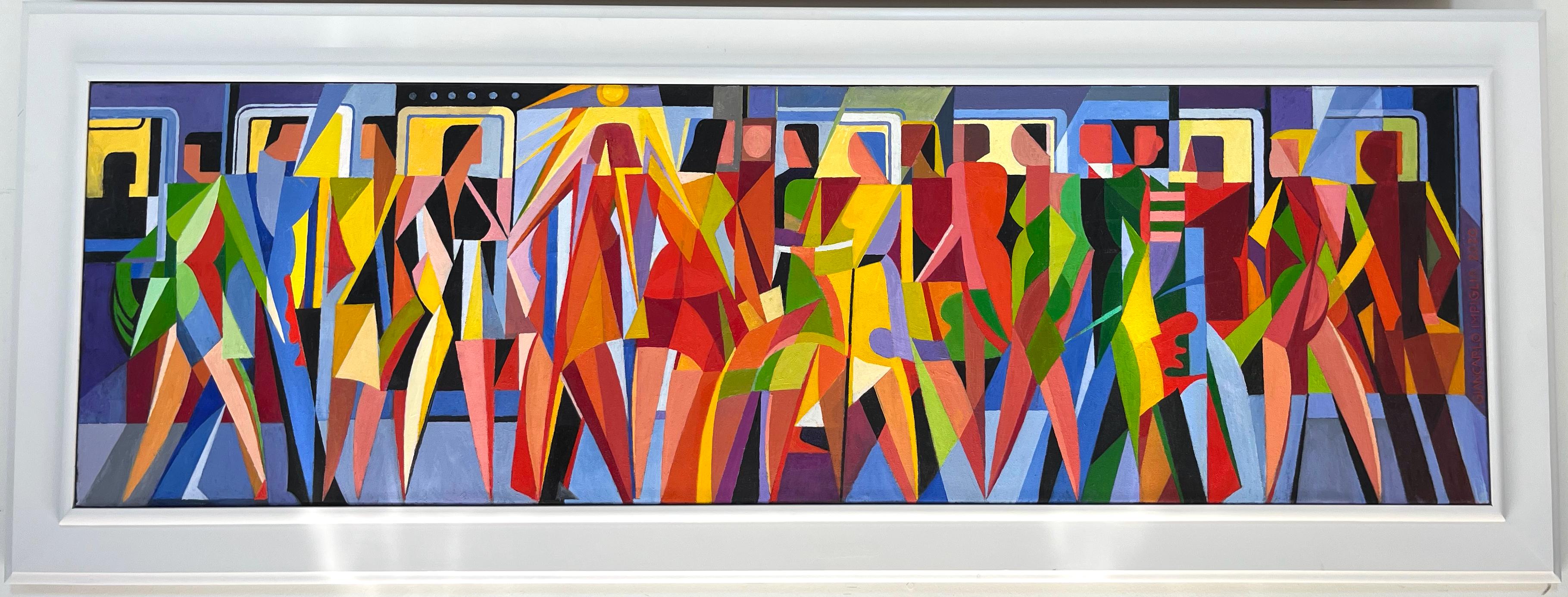 A beautiful, original work by the indelible Giancarlo Impiglia. 

Born in Rome, Impiglia moved to New York in the 70s, where he established a signature style on the shoulders of Futurism and Cubism, his technical skill underpinning his eclecticism