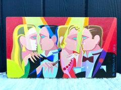 Art deco figurative painted acrylic Cigar Box