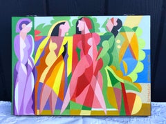Figurative, art deco acrylic painted Cigar Box Impiglia
