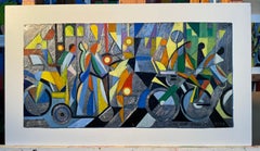 Cubist, futurist oil painting "Night Street" by Giancarlo Impiglia