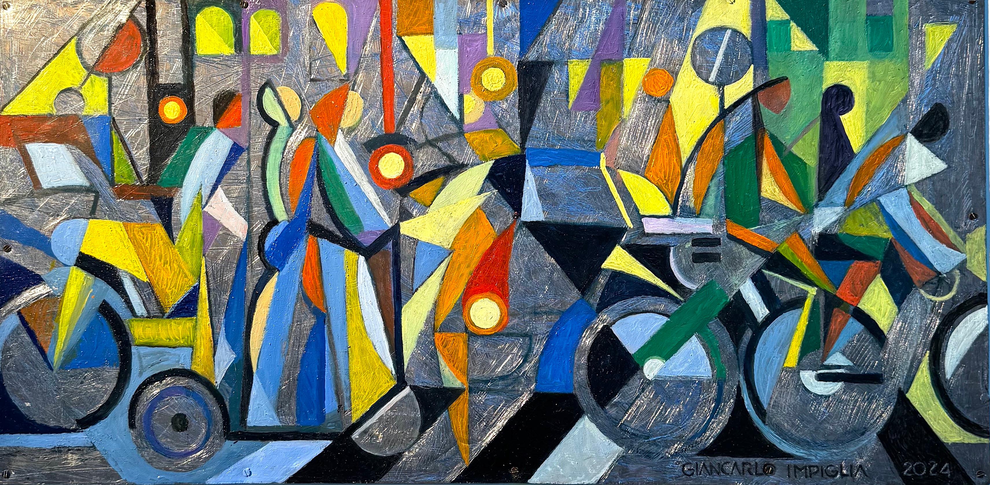 Quadro ad olio cubista e futurista 