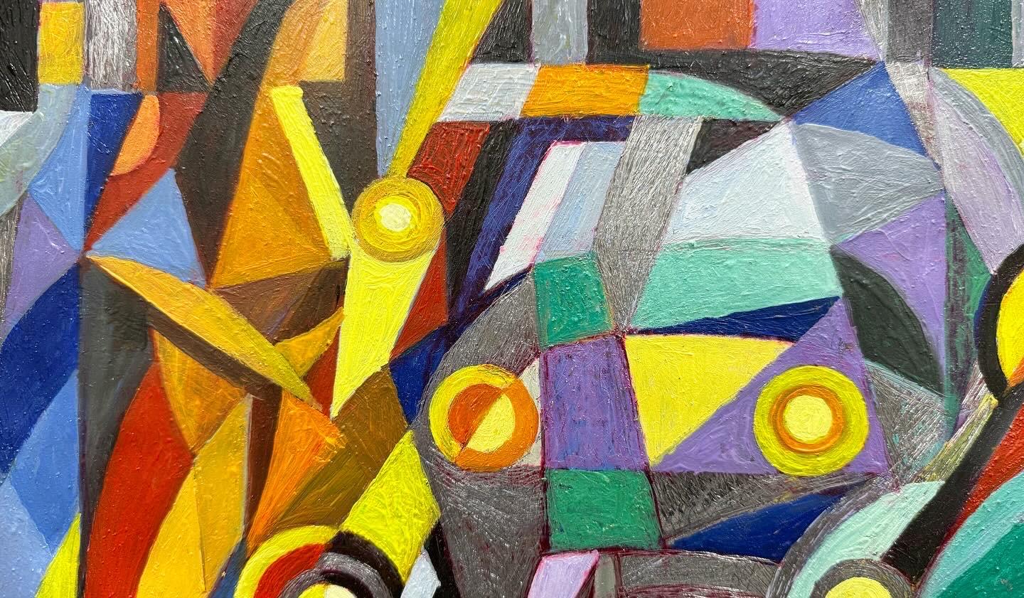 Cubist, futurist oil painting 