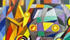 Cubist, futurist oil painting "Night Street II" by Giancarlo Impiglia