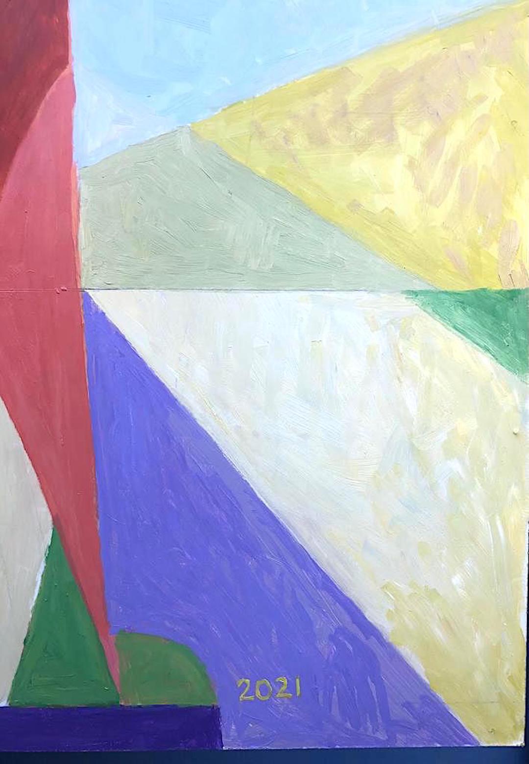 Schönes Ölgemälde im kubistischen Stil „A Day in the Sun“ von Impiglia (Braun), Figurative Painting, von Giancarlo Impiglia
