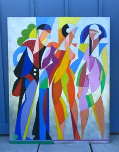 Pintura al óleo figurativa, pop art, "Encuentros fortuitos"