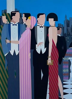 Giancarlo Impiglia "The top of the city", 1981 acrilico su tela - Art Déco style