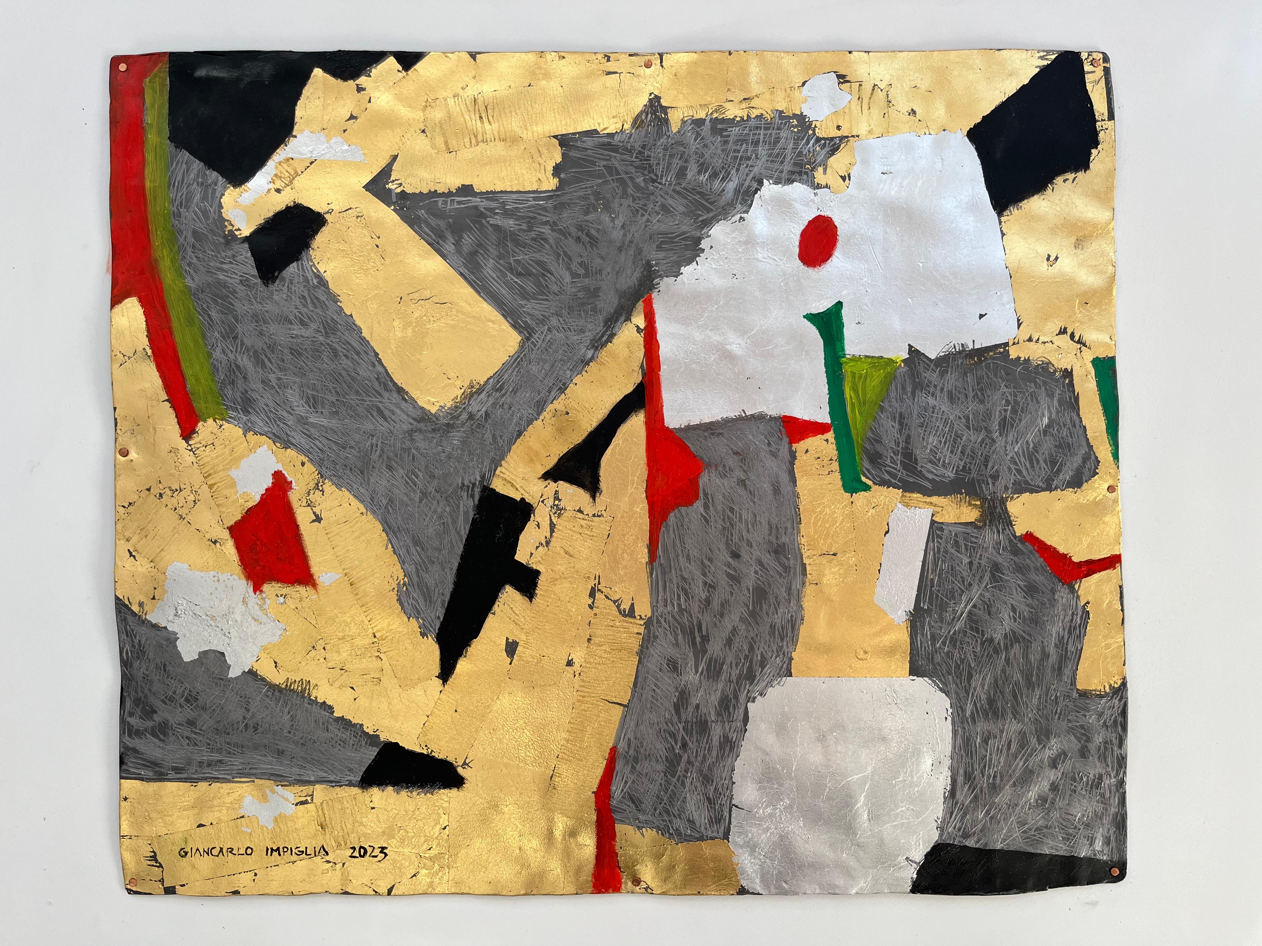 Œuvre abstraite rare « Or, argent et plomb 1 » d' Impiglia - Painting de Giancarlo Impiglia