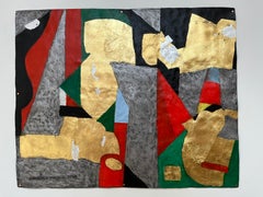 Œuvre abstraite symbolique or, argent et plomb 2 par Impiglia