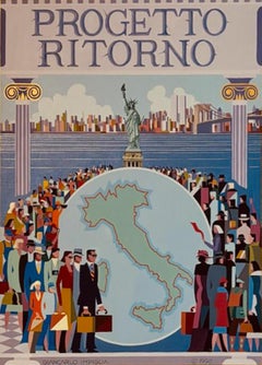 Progetto Ritorno, Art Deco Acrylic Painting on Canvas by Giancarlo Impiglia