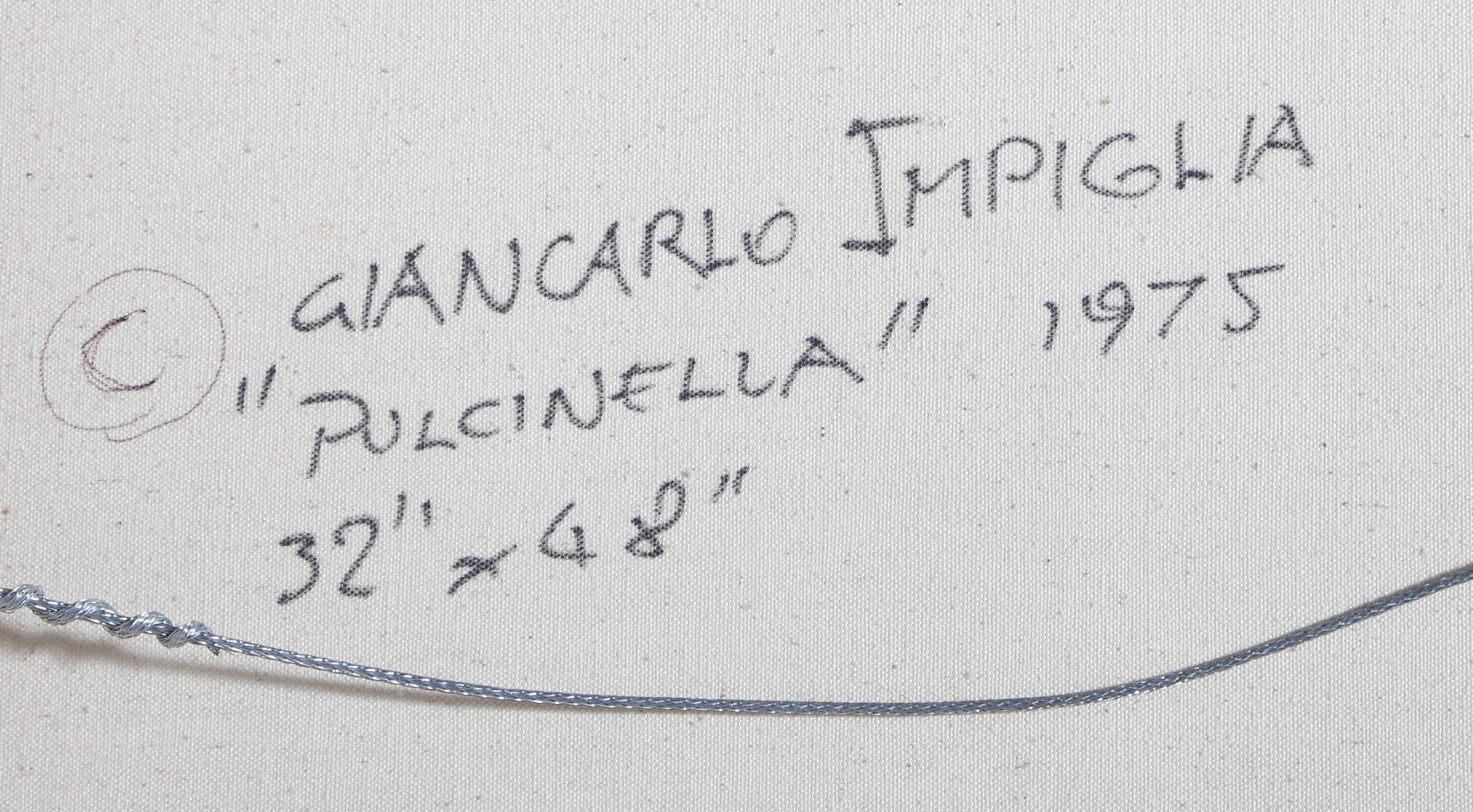 Pulcinella, dipinto ad olio originale Art Deco di Giancarlo Impiglia in vendita 3