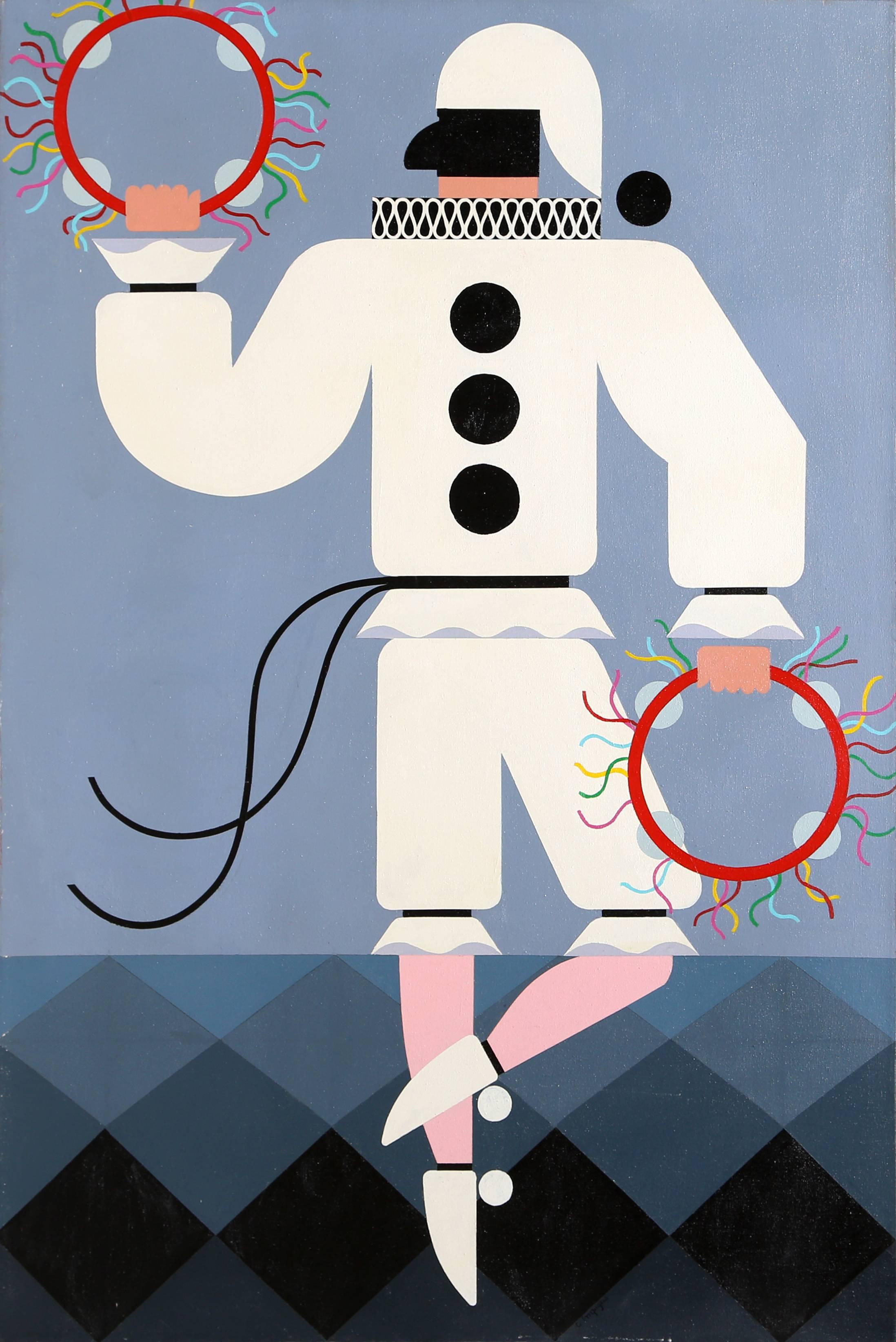 Artista: Giancarlo Impiglia, italiano/americano (1940-)
Titolo: Pulcinella
Anno: 1975
Medium: Olio su tela, firmato 
Dimensioni: 48 pollici x 32 pollici (121,92 cm x 81,28 cm)