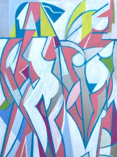 Beautiful acrylic and oil on canvas "Shimmering Figures" by Impiglia