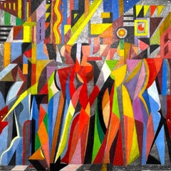 Stunning oil on metal painting "Crosswalk" by the famous Impiglia