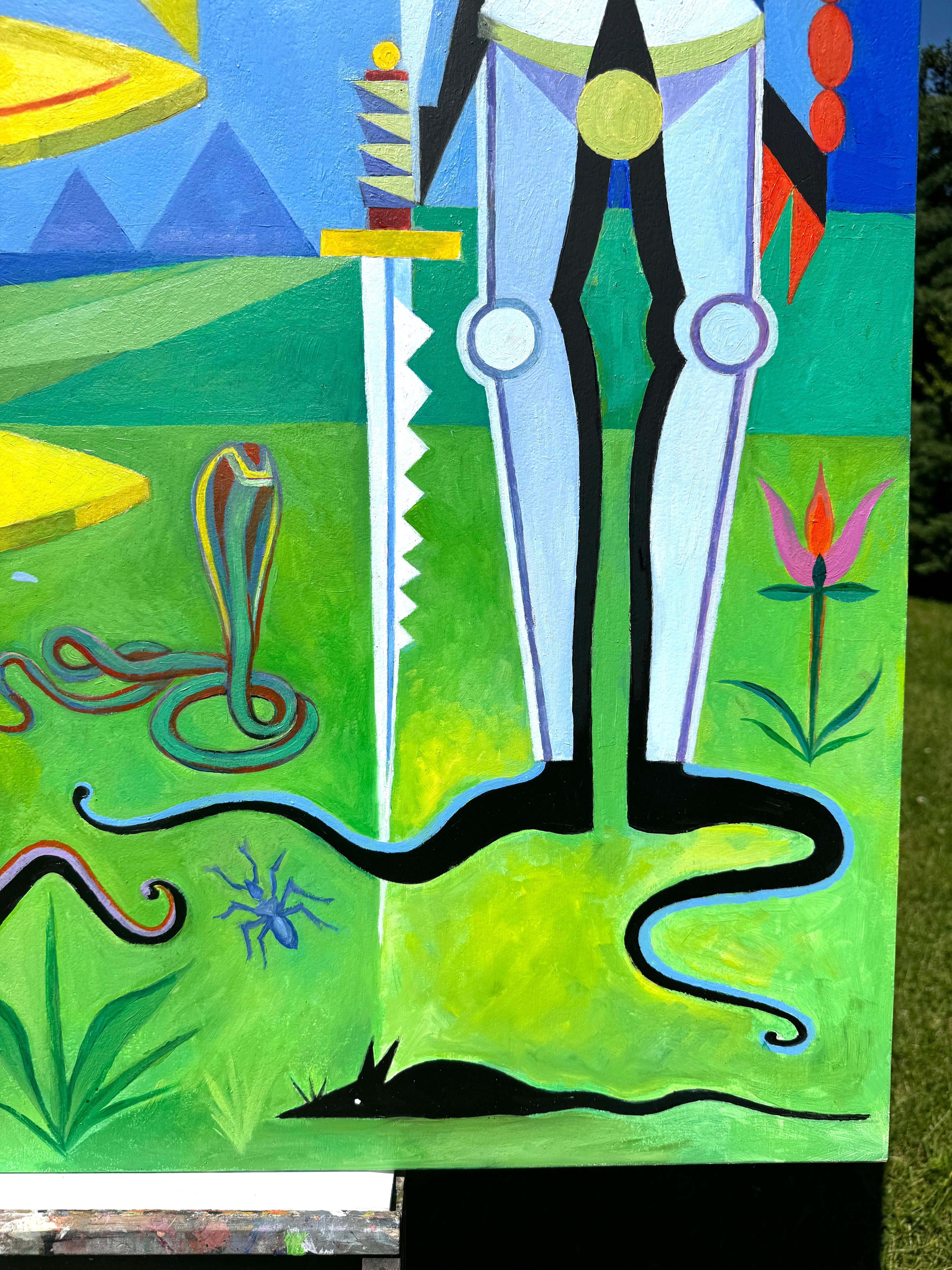 Pintura al óleo modernista surrealista, Capricho, Sátira y Parodia, Impiglia - Figurative Painting Marrón de Giancarlo Impiglia