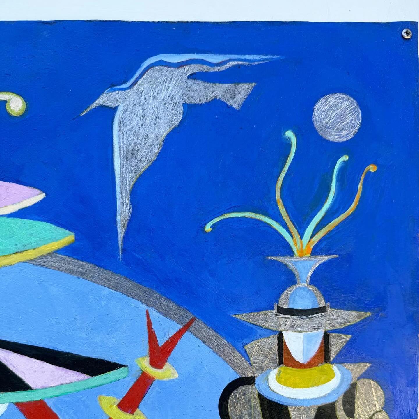 Obra modernista surrealista, Far, Far Away de Impiglia - Figurative Painting Marrón de Giancarlo Impiglia
