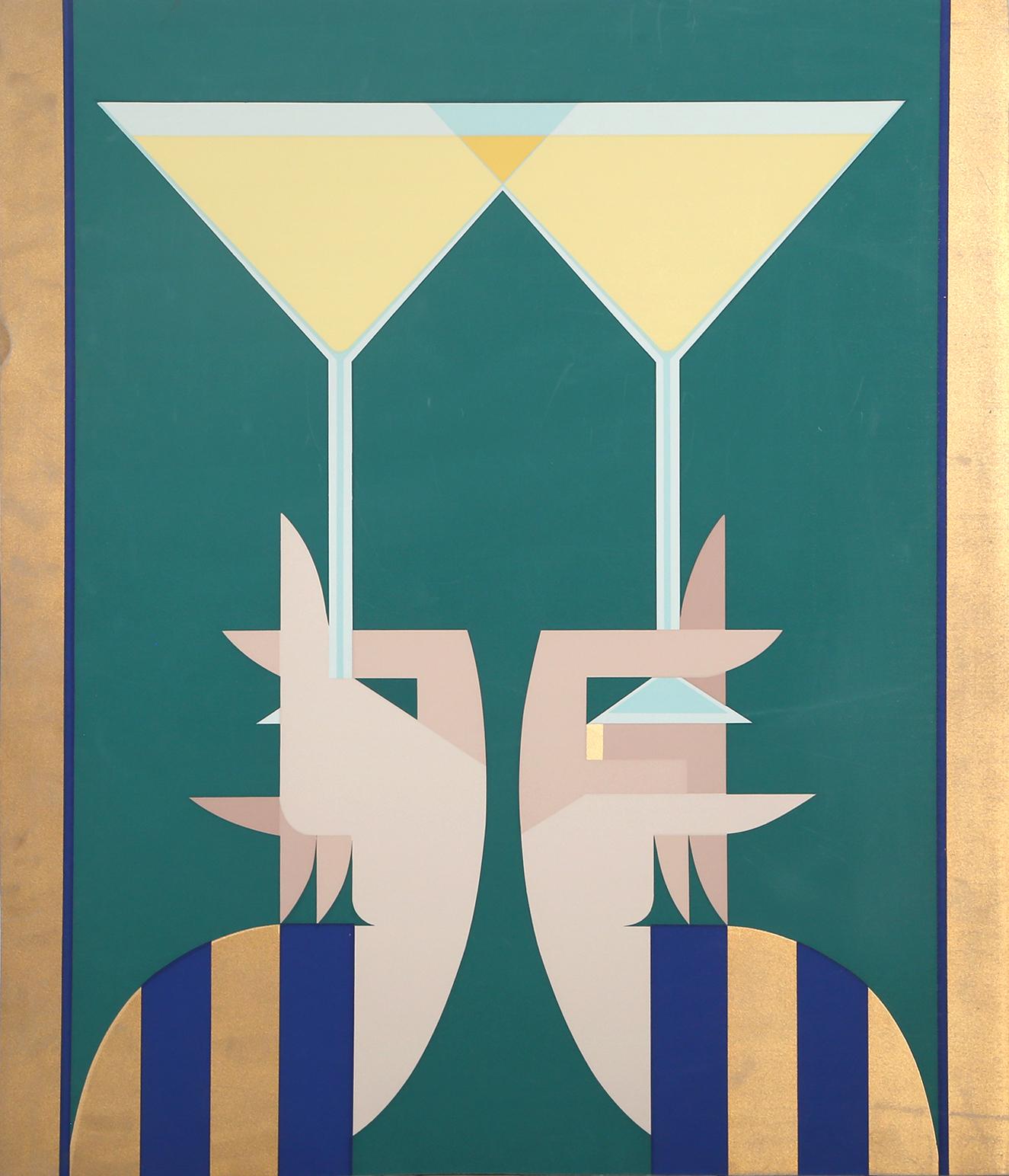 Artista: Giancarlo Impiglia
Titolo: Un brindisi
Anno: 1981
Medio: Serigrafia, firmata e numerata a matita 
Edizione: 300, AP 40
Formato carta: 39 x 29 pollici 