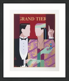 Serigrafia Grand Tier, stile Art Deco, firmata, edizione di 250 esemplari, 1984