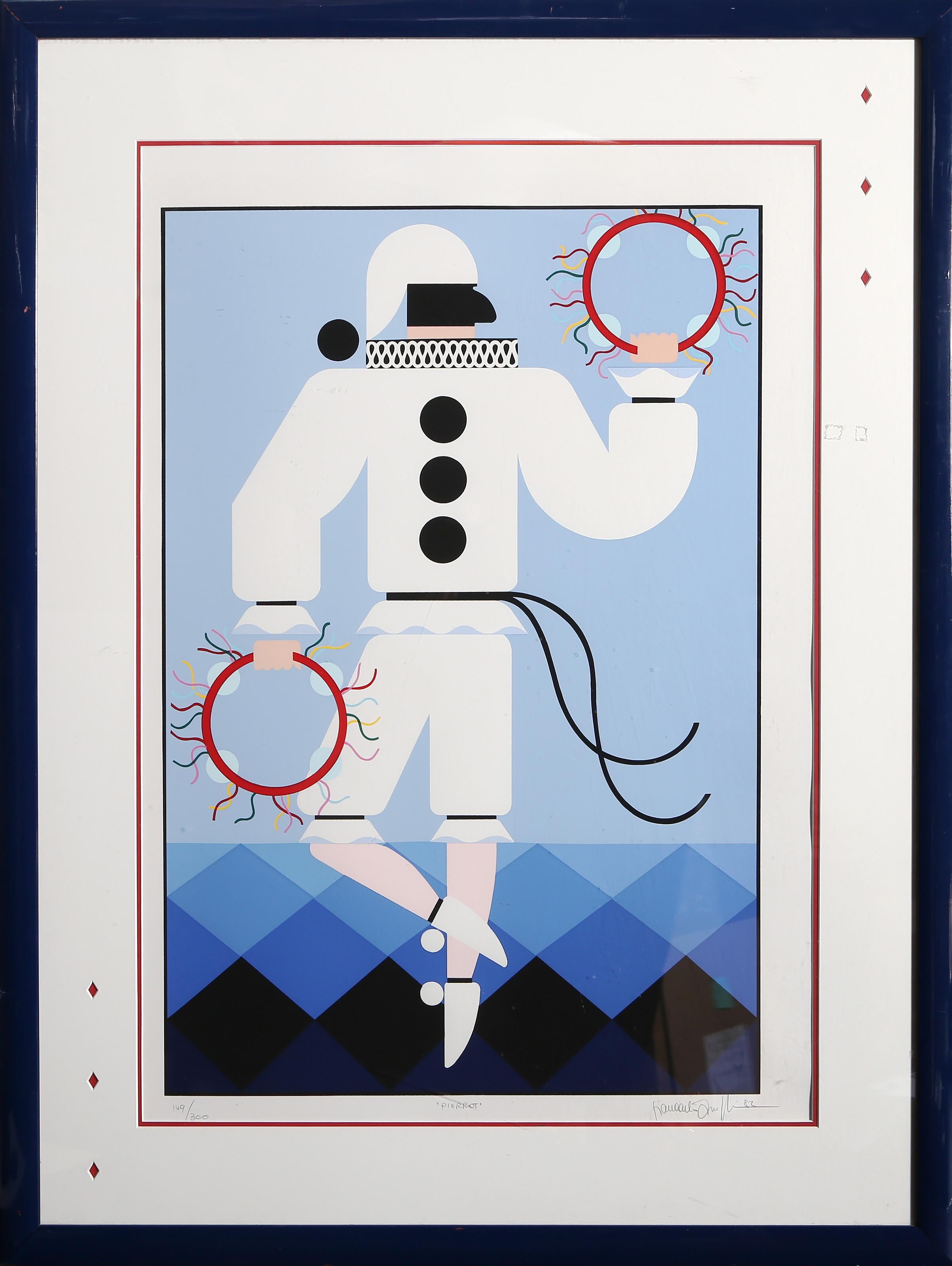 Pierrot, Art Deco Screenprint by Giancarlo Impiglia For Sale 1